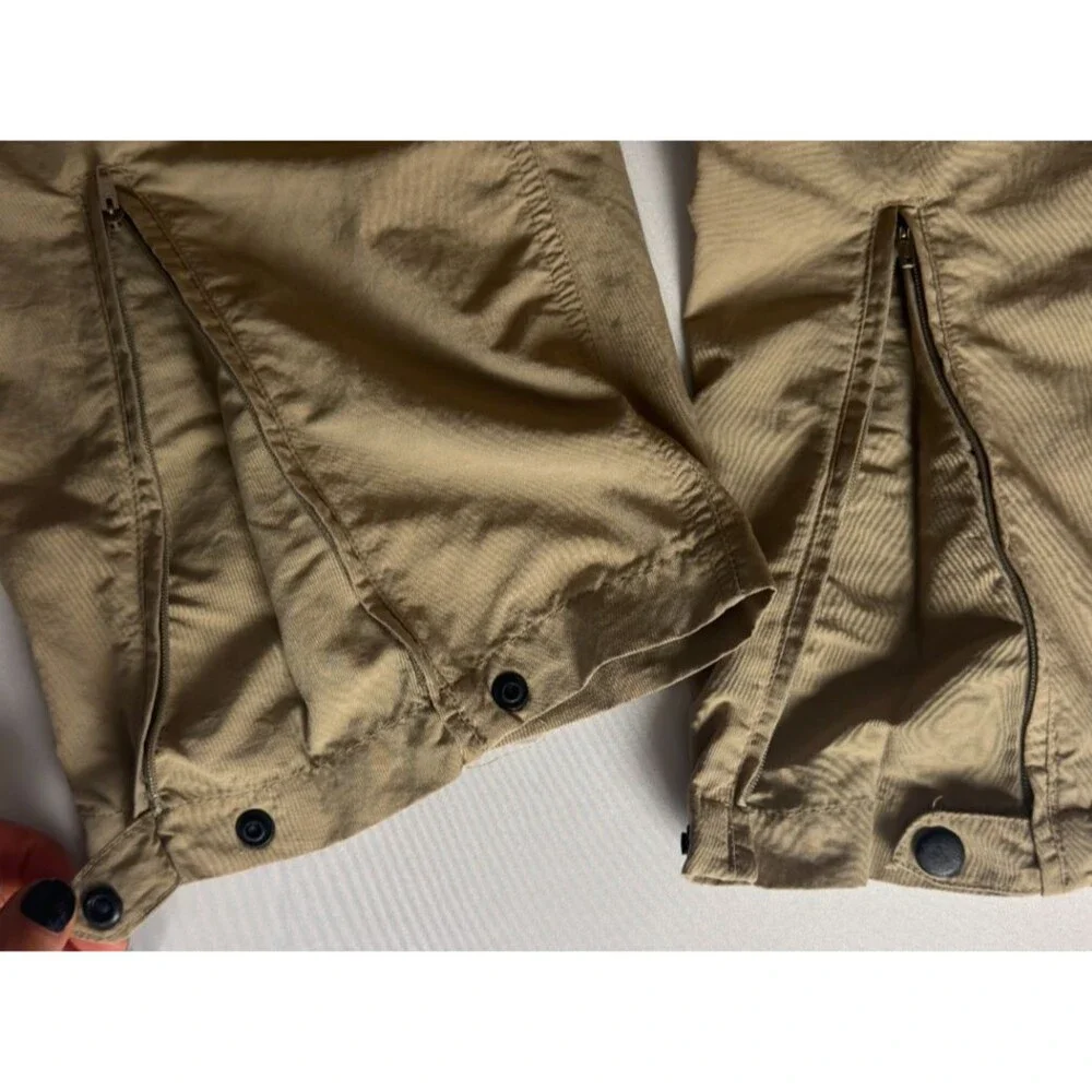 Vintage Y2K The North Face Convertible Pants Mens M Khaki Nylon Zip Off Belted